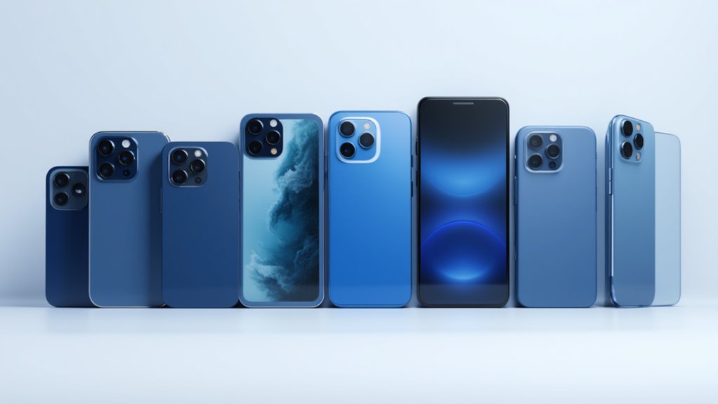 porównanie wariantów iPhone 12 w kolorze niebieskim