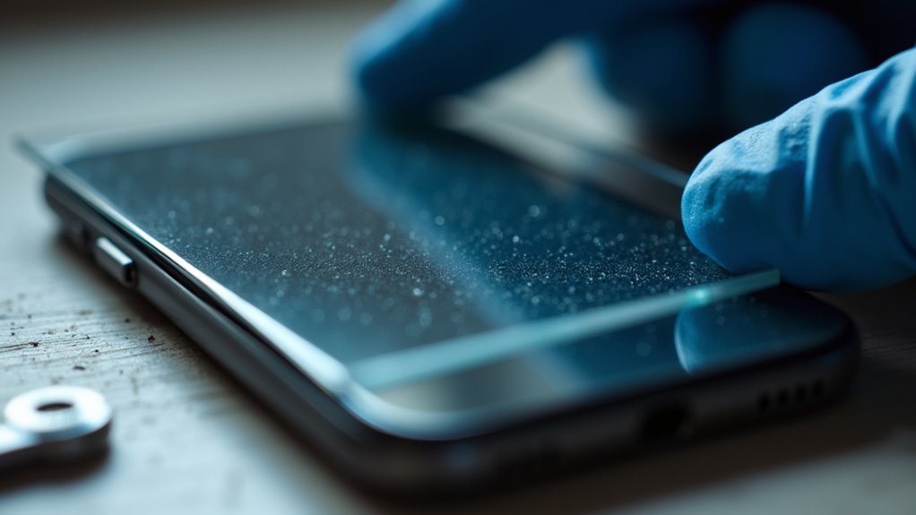 Montaż szkła ochronnego na ekranie piły iPhone profesjonalna instalacja ochrony ekranu iPhone